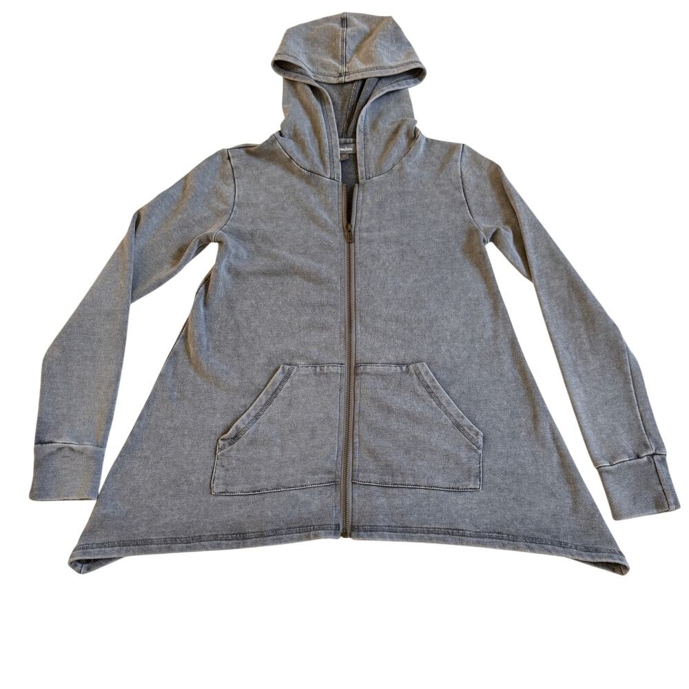 Neiman Marcus Zip Front Hoodie Gray Washed Size XS Luxury Brand Long Sleeve EUC